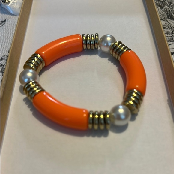 Orange and Gold Beaded Bracelet